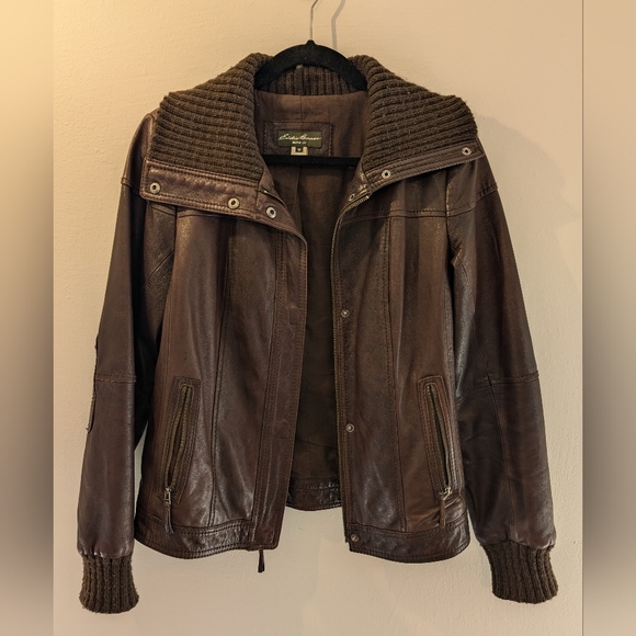 Eddie Bauer leather bomber jacket - Picture 2 of 14
